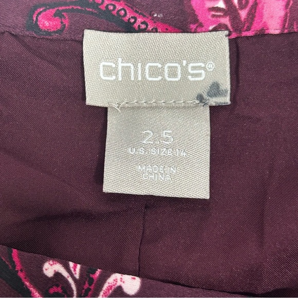 Chico's Burgandy Pink Pleated A-Line Midi Skirt Chico’s size 2.5 (Size L/14) - Picture 4 of 10